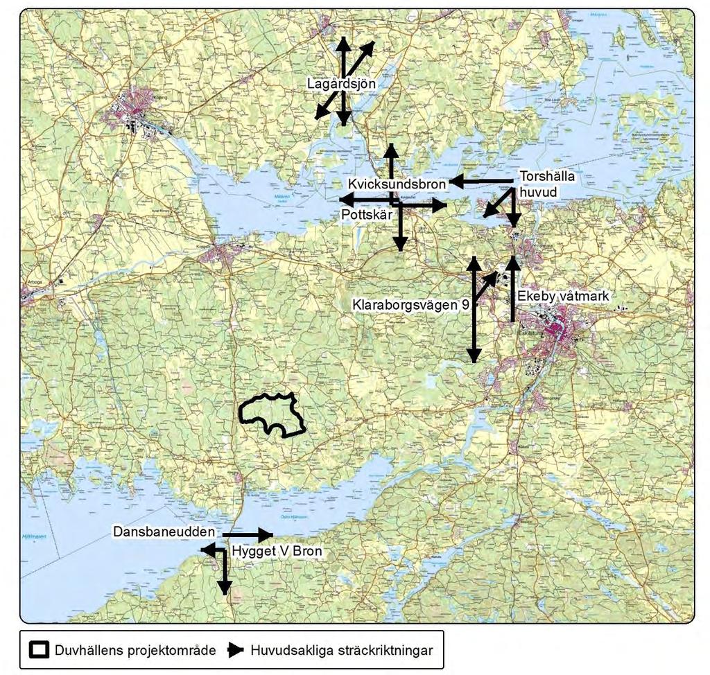 Geografisk fördelning De högsta antalen rapporter om sträckande fåglar återfinns i församlingarna Eskilstuna, Kolbäck, Rytterne, Torshälla, Tumbo och Öja.