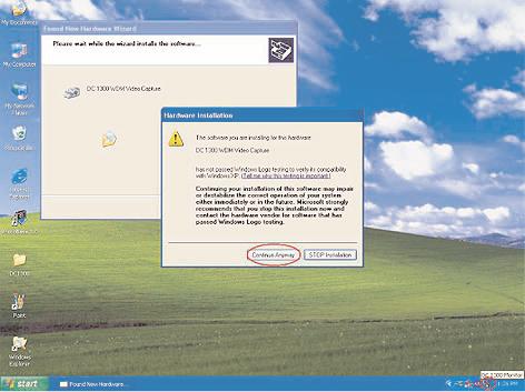 14 SVENSKA 4 Klicka på Starta installationen för att starta installationen. Obs! Om operativsystemet är Windows XP, fortsätter du installationsprocessen när dialogrutan nedan visas på skärmen.