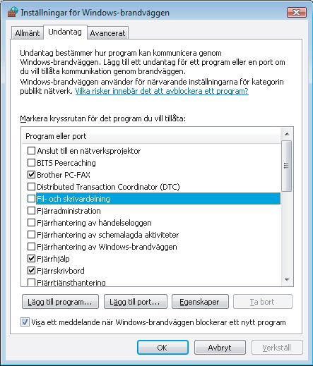 9 Kontrollera att den nya inställningen har lagts till och är markerad, klicka därefter på OK.