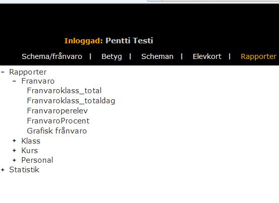 Anteckningar och mallar är under bearbetning Rapporter Genom att klicka på plustecknet framför de olika typerna av rapporter öppnar du upp rapportlistan.