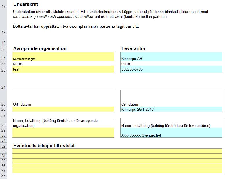 Sid 26 (36) Uppgifter för Avropande organisation