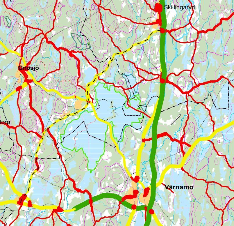 37 (54) Kvalitetsanalys Tillgängligt transportsystem: I stort sett enhetlig standard för biltrafik, bedöms som mindre god, utom sträckan genom Lanna som har låg