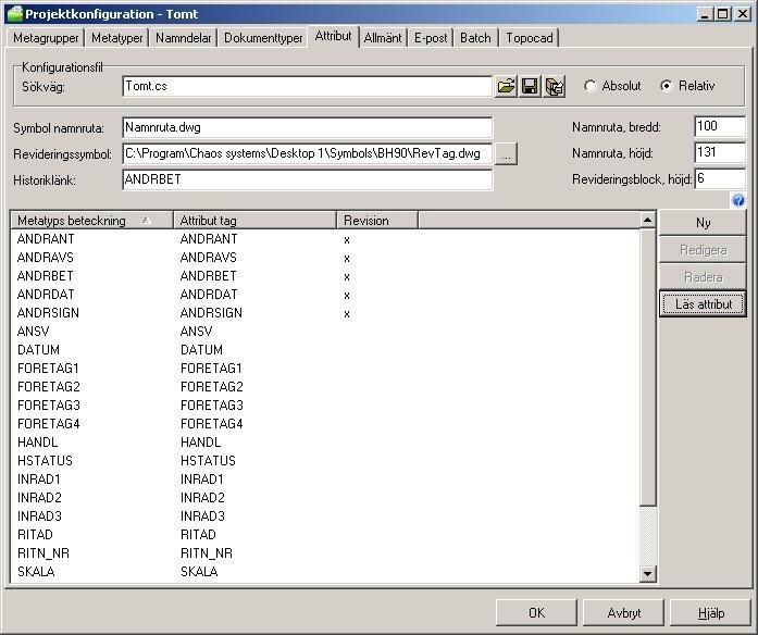 Chaos desktop manual Varje metatyp får sedan konfigureras på vanligt sätt, beroende på datatyp, förvalslistor, fasta värden mm.