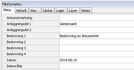 Chaos desktop manual Metadatafönster Fönstret för metadata, längst ner till höger, visar inte bara metadata utan under andra flikar ett antal andra olika typer av data.