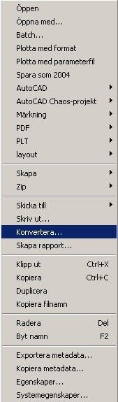 Arbeta med Konvertera filer Konvertering av filer kan göras till olika raster och vektor -format.