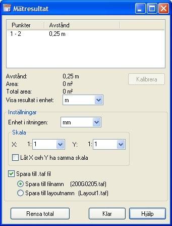 Arbeta med Viewer - Mätning Med viewern kan man mäta areor och längder i ritningar. Starta mätning med från menyn i viewern.