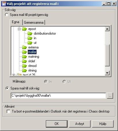 Arbeta med All e-post som sparas i Chaos desktop, sparas som msg-filer, vilket gör att eventuella bifogade filer finns med, de ligger i msg filen.