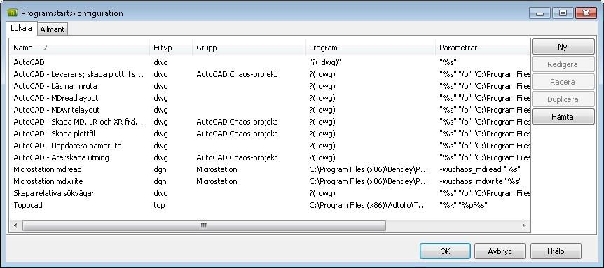 Chaos desktop manual Konfiguration - Programstarter Med programstarter kan du från olika typer av dokument och filtyper starta applikationer som i normala fall inte är associerade.