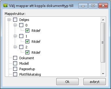 Projektkonfiguration Markera en eller flera mappar, som skall anslutas till dokumenttypen.