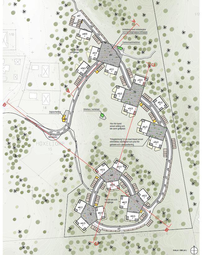 38 (47) 6.5 Detaljplan för Hoxeltorp 1:5 m fl. Planen föreslår flerbostadshus i naturmark. Planen har varit på samråd 2014 men har varit vilande i avvaktan på detaljplan för Viksbergsskolan.