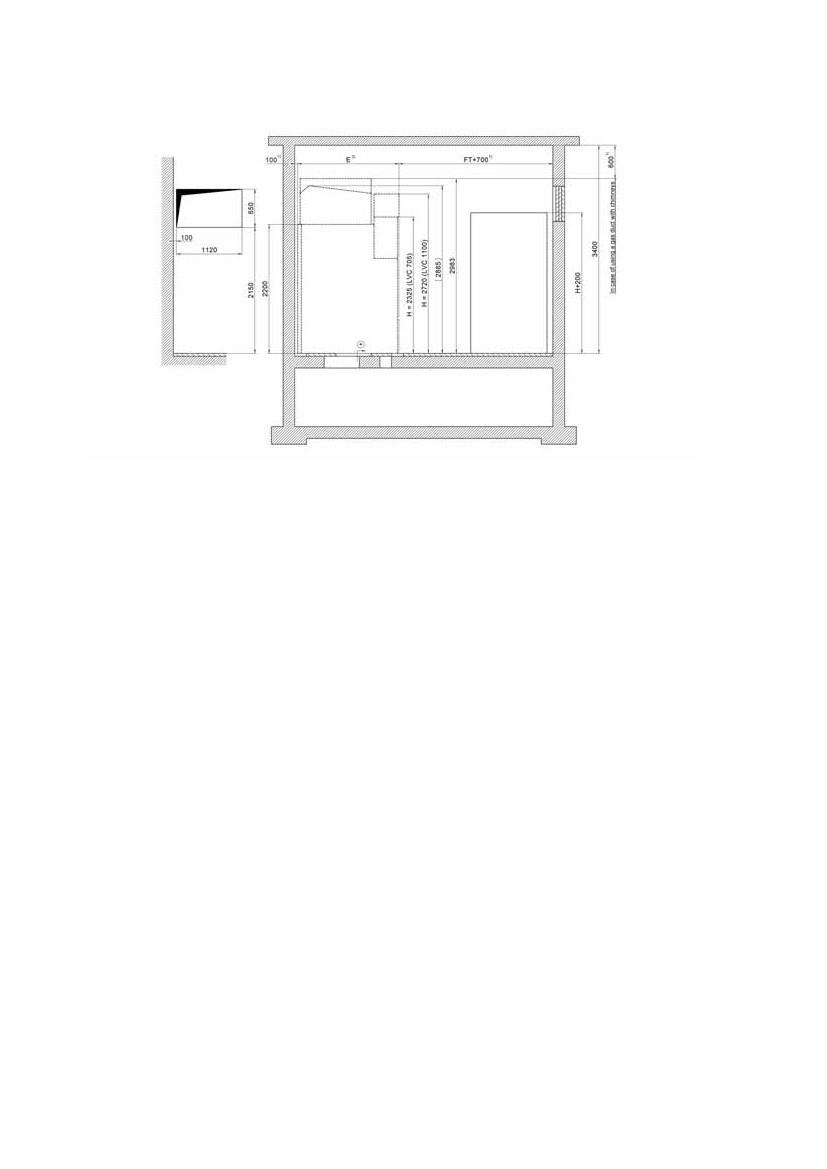 Fig 47: Exempel på 24 kv 31.5 ka ställverk på fundamentram på betonggolv. Facket är utrustat med rökgashuv inkl tryckavlastningskanal.