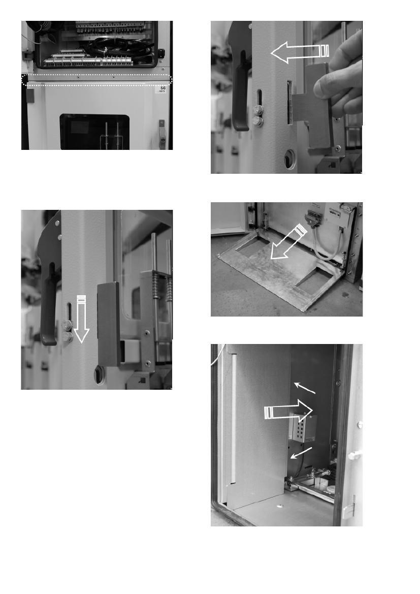 Fig 81: Korrekt position av dörren till brytarcellen Fig 82: Justering rätt position Fig 84: Utdragning av sats med