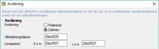 Önskar du istället att programmet ska göra beräkningen med hänsyn tagen till angivet transaktionsdatum markerar du i alternativet Läs transaktioner i första hand på from/tom datum.