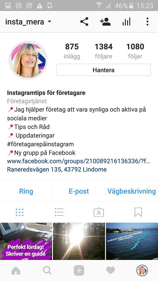 Inställningar för händelser Bilden överst till vänster: Gå till ikon nummer 5, den med din profilbild.