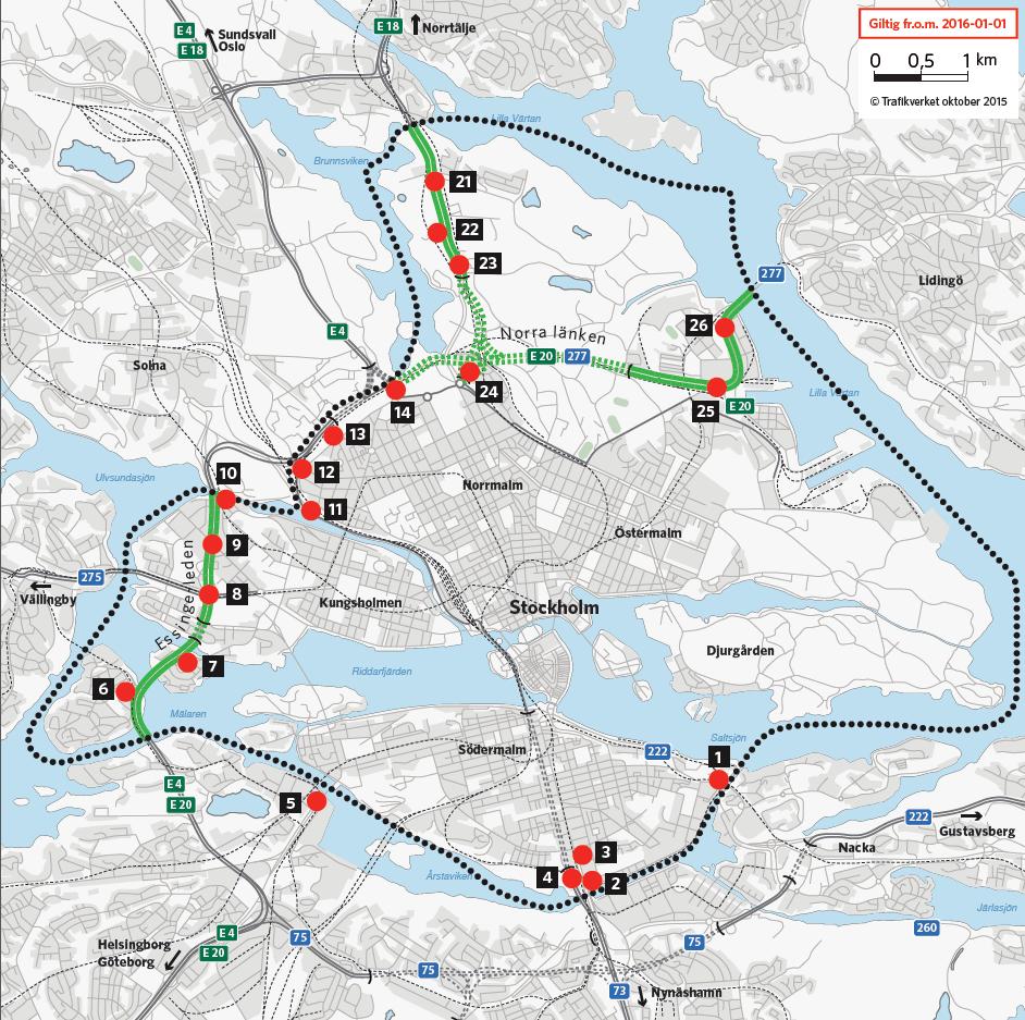 7 (15) av Gröndalsbron mellan Stora Essingen och Gröndal, Västerbron samt broarna vid Gamla Stan.