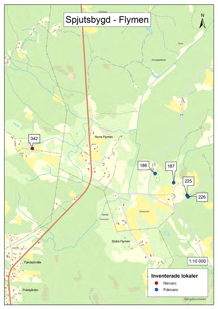 Lokal: 186 NO Södra Flymen Kärr i betad lövskog med enstaka granar, ca 30*50 meter.