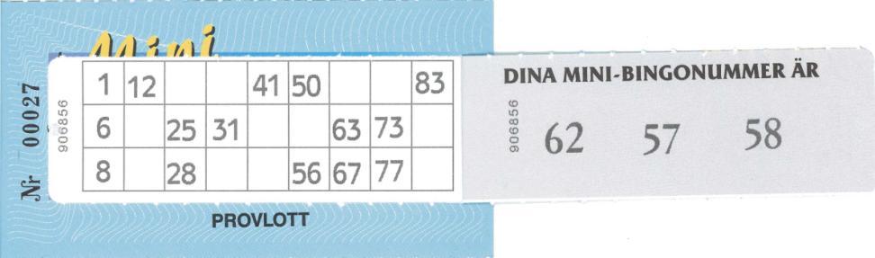 MINI-Bingo Mini-Bingo är ett extra spel till vanlig Bingo. Arrangören bestämmer reglerna för spelet.