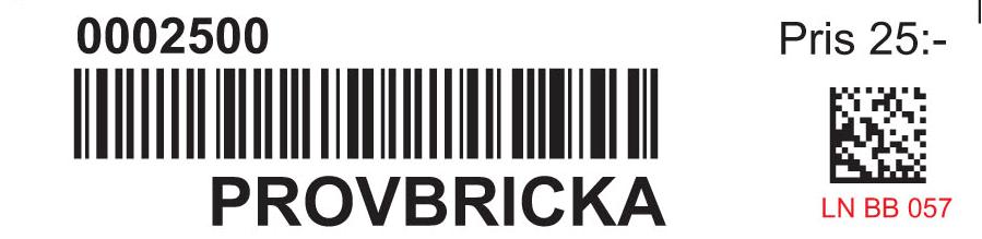 Numera finns det alltid en Data Matrix kod på all våra brickor, även om man beställt utan streckkod. Det finns mer information om streckkoderna i slutet på dokumentet.