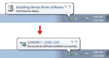 OBS! När skannern sätts på första gången visas meddelandet nedan i Windows aktivitetsfält.