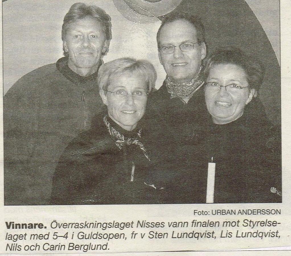 2003 Segrade Lag Nisses med Sten Lundqvist som skip, Lis Lundqvist, Carin Berglund och Nils Berglund. I finalen besegrades Styrelselaget, Kurt Eriksson Skip. 30 lag deltog detta år.