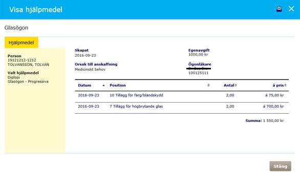 Notera: när det gäller hjälpmedel som regleras av kvoter så får man