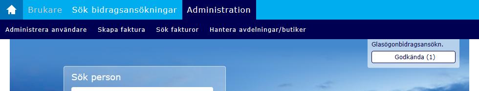 2.2 Specifik information på startsidan för administratörer I menyn kan du välja administrativa handlingar som du vill utföra: Administrera