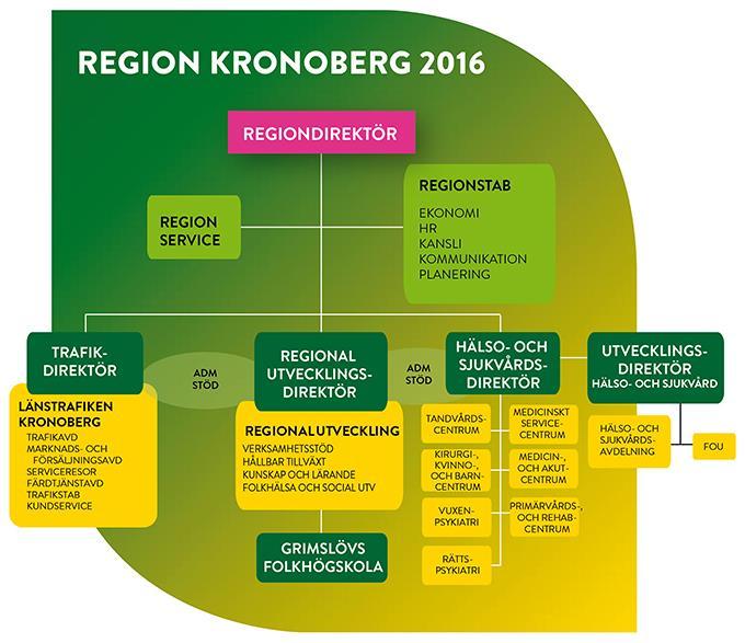 Bland regionala kulturinstitutioner ingår Kulturparken Småland, Riksteatern Kronoberg, Ljungbergmuseet, Växjö Konsthall, Hemslöjden i Kronoberg och Italienska Palatset.