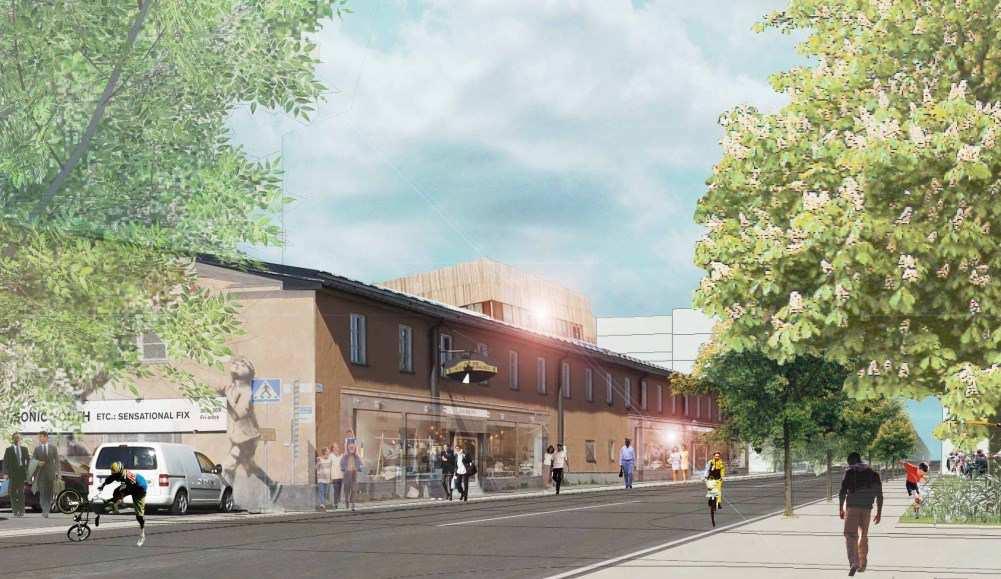 Sida 28 (127) Den södra delen föreslås därför ersättas med ny bebyggelse, medan den norra delen med skärmtaken bevaras.