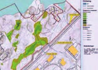 Kuperad terräng med delvis avverkad granskog. överst består av ett av mulljordsskikt och därunder av morän, som vilar på berg.