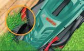 Powerdrive-motorn klipper smidigt högt och tjockt gräs, gräskammarna ger snyggt och propert slutresultat.