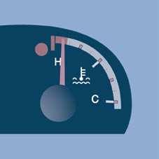 Om visaren är kvar i det röda fältet bör du kontakta PEUGEOT. Se rubrik 7 i avsnittet "Nivåer". BRÄNSLEMÄTARE Bränslenivån kontrolleras varje gång tändningsnyckeln vrids till körläge.