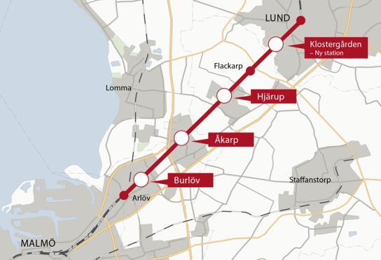 Ny station Lund Klostergården Förväntad trafikstart i samband med att 2 nya spår tas i bruk mellan