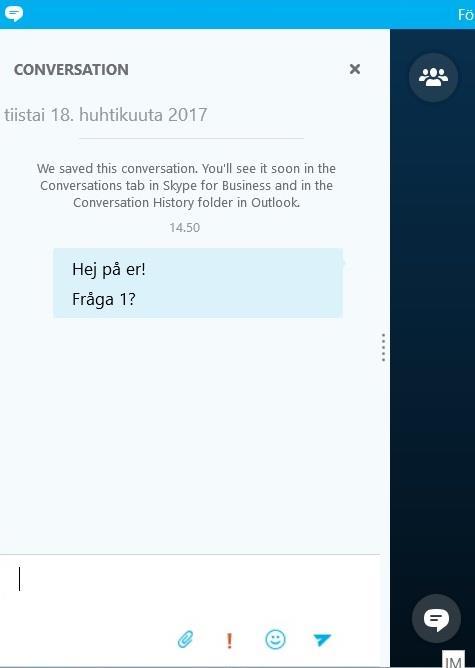 Figur 21. Chat ruta Läraren kan kommunicera med sina elever genom mikrofon eller välja att kommunicera via chatt rutan.