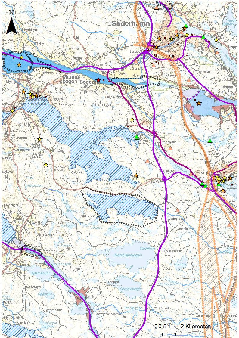 NV VicNatur Vattenskyddsområde - planerad - framtida Potentiellt förorenade områden EBH Riskklass/Preciserad status efter åtgärd ^_ 1 ^_ 2 ^_ 3 G Kyrkor Y Tillsynsobjekt, C, U och K A och B #*