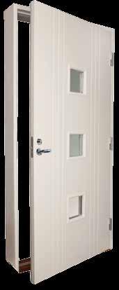 Dörren har dubbel tätning; en tätning på karmen och en på dörrbladet.