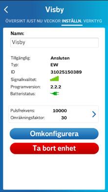 Appens stående vyer Huvudmenyn når du genom att klicka på menyn högst upp till vänster i appen. Läs mer om huvudmenyn på sidan 13. Här ser du samtliga dina anslutna enheter/anläggningar.