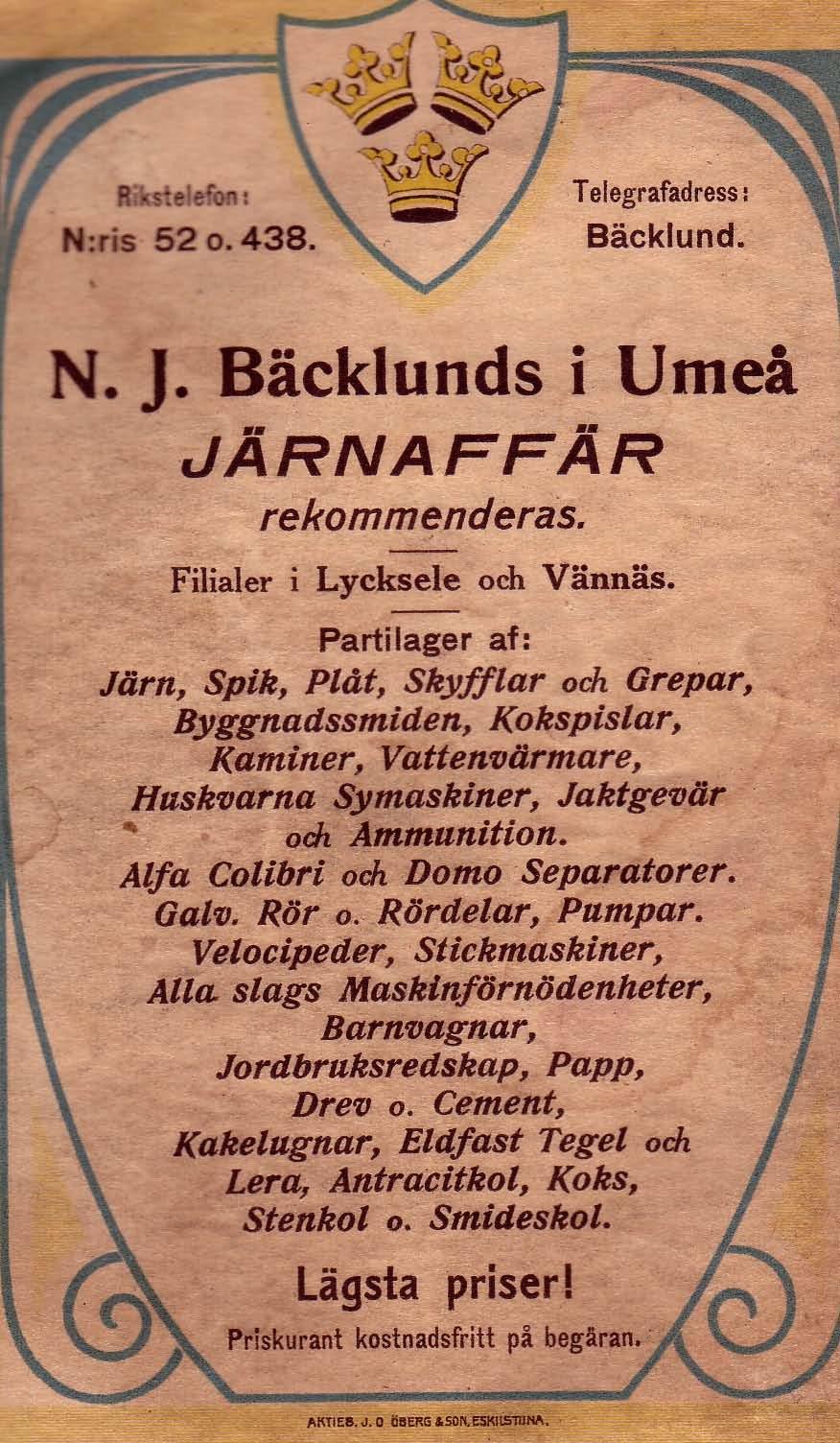 11 Bäcklunds N. J.