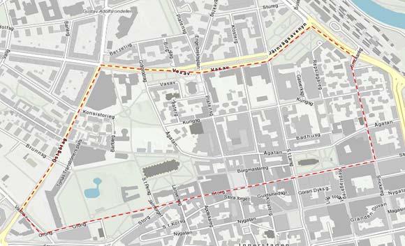 Kortegeslingan 2016 går medsols på följande gator: Storgatan Gröngatan Västra vägen Östgötagatan Vasavägen Järnvägsavenyn