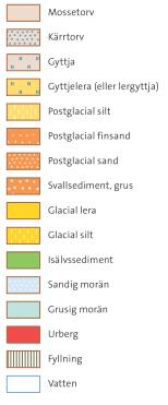 Lösen E22 Ramdala Jordartskarta, hämtad från SGU.