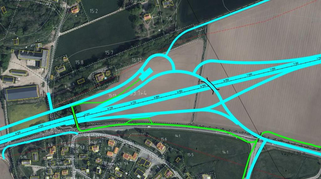 Trafikplats Ramdala Trafikplatsen utformas så att E22 är genomgående och ramperna ansluter till en korsande bro, så kallad ruter.