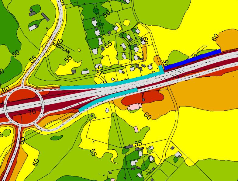 Vall 2 m Skärm 3-4 m Skärm 2 m Förslag på bullerskärmar och bullervall vid Lösen.