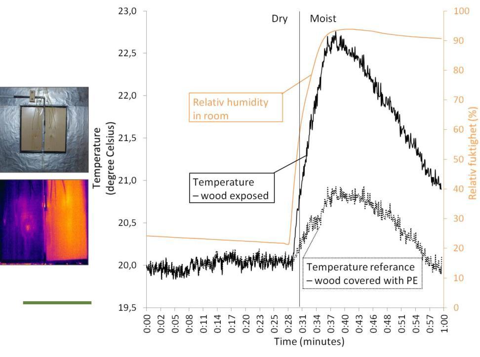 WP2 har undersökt träets förmåga att ta upp och avge fukt och hur rum och