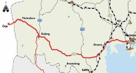 Regionalt stråk (Örje)-Töcksfors-Årjäng-Grums- Karlstad Beskrivning Stråket binder ihop de sydvästra delarna av Värmland med Norge och med Karlstad.