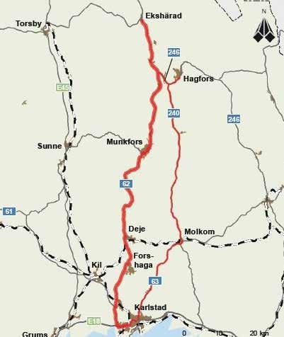 Regionalt stråk Ekshärad-Hagfors-Munkfors-Forshaga- Karlstad Beskrivning Stråket har stor betydelse för regional trafik mellan Karlstad och norra Värmland samt för turisttrafik i Klarälvdalen och