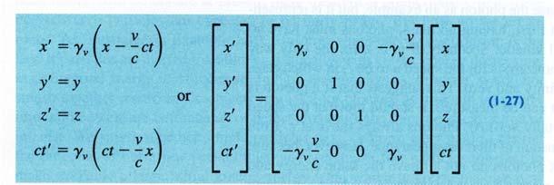 För den intresserade (överkurs): Mha fyrvektorer kan nu Lorentztransformastionen skrivas på matrisform: För rörelsemängd oh energi fås: