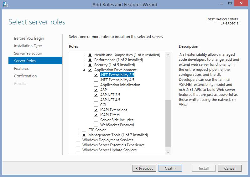 IIS-tillägg IIS-tillägget, för att kunna köra PDA Solutions och Phone Edition, är en så kallad ISAPI Extension. Detta kräver därför att stödet för ISAPI Extension är installerat i IIS8.