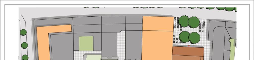 Figur 2: Kartor med placering av planerade bebyggelse inom fastigheten kv. Herkules. Den planerade bebyggelsen består av bostäder, handel, kontor och restauranger. I kv.