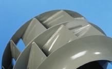 CENTRIMASTER GX Konstruktionsbeskrivning Fläkthjul Fläkthjul med bakåtböjda skovlar (GXLB och GXHB) är tillverkade av stålplåt, svetsat och målat med