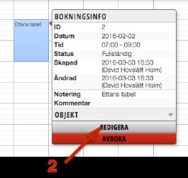 Ange notering eller kommentar på en bokning samt visa information om bokningen För att ange notering eller kommentar på en bokning gör du så här: 1.
