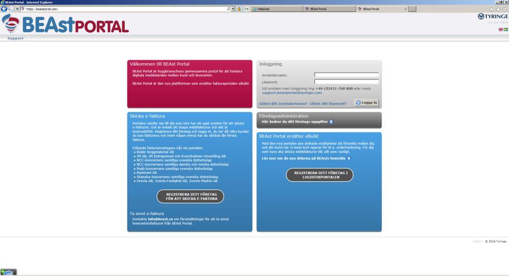 1. Introduktion 1.1 Allmänt om portalen. Det här är bygg- och anläggnings-branschens portal för logistik och fakturering.